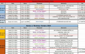 MàJ Calendrier Matchs Octobre 