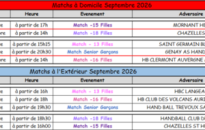 Match du mois de Septembre