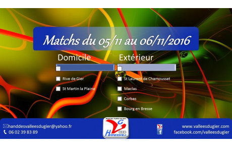 Matchs du 5 et 6 Novembre.