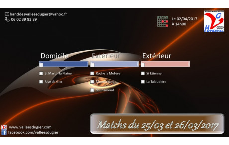 Matchs du 25/03 au 26/03/2017